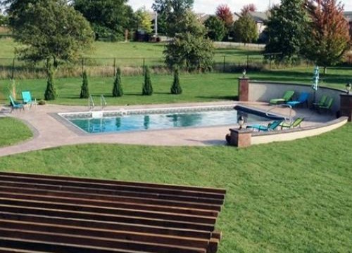 Rectangle Pool with Decorative Concrete